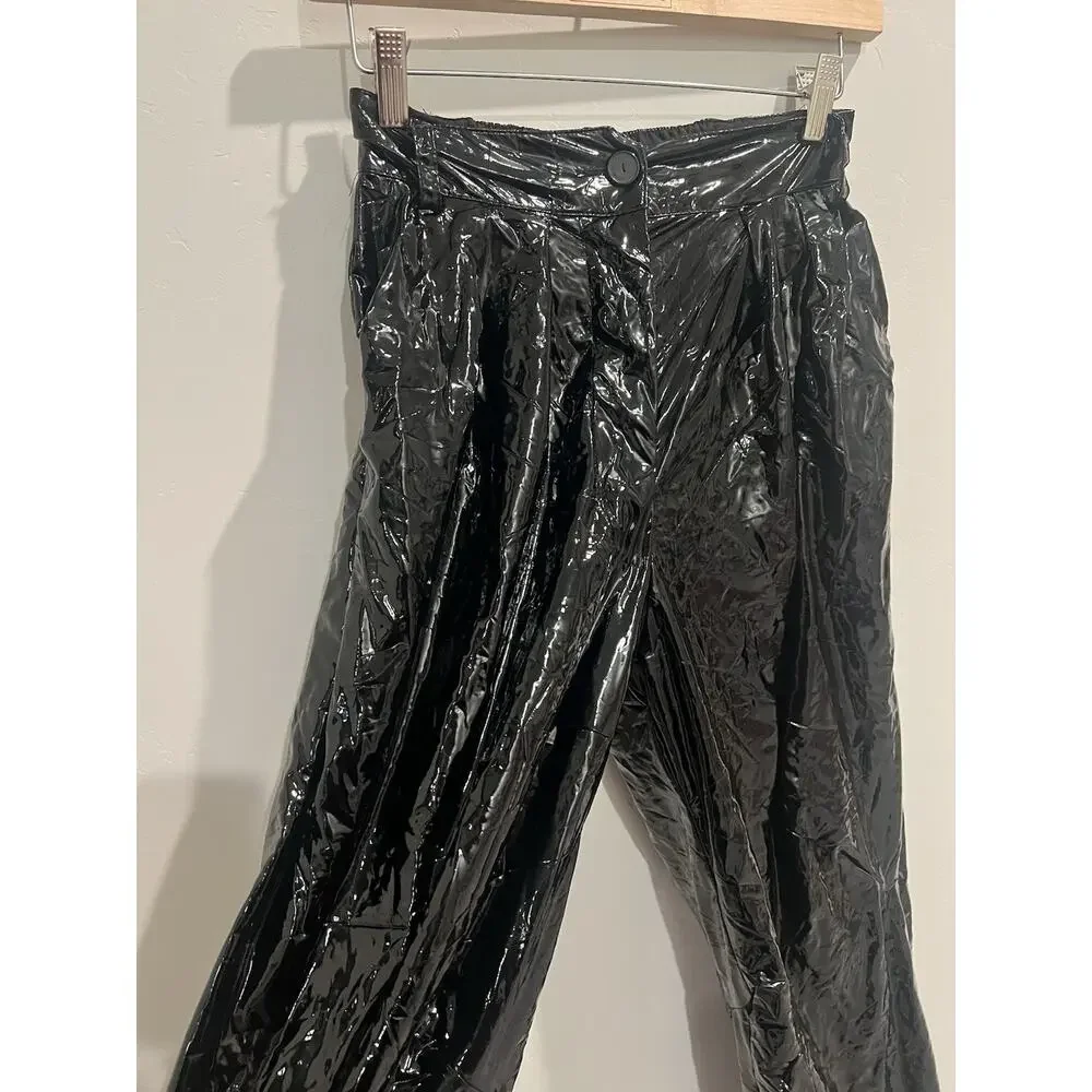Rachel Comey Sone Vinyl Faux Leather Pleated Pants Black XS Y2K Revival - Picture 4 of 8